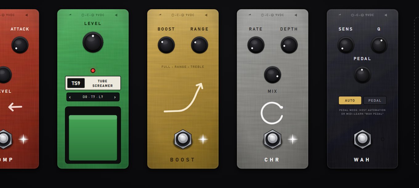 Captured drive pedals on the NAM 9000 pedalboard